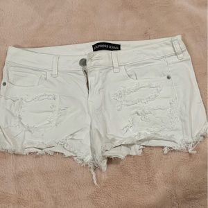 Express White Distressed Denim Shorts - Size 12